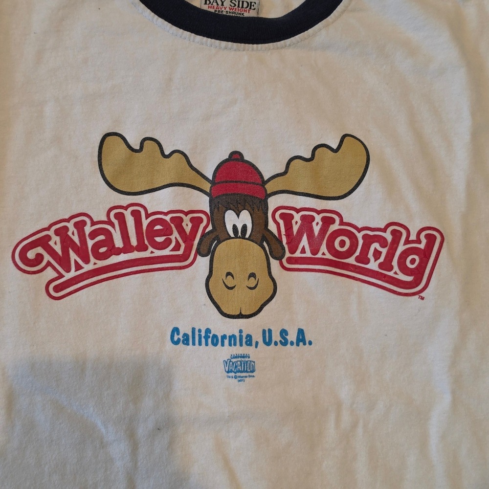 VTG Mens Walley World Ringer T-Shirt National Lampoons Vacation Bay Side Large